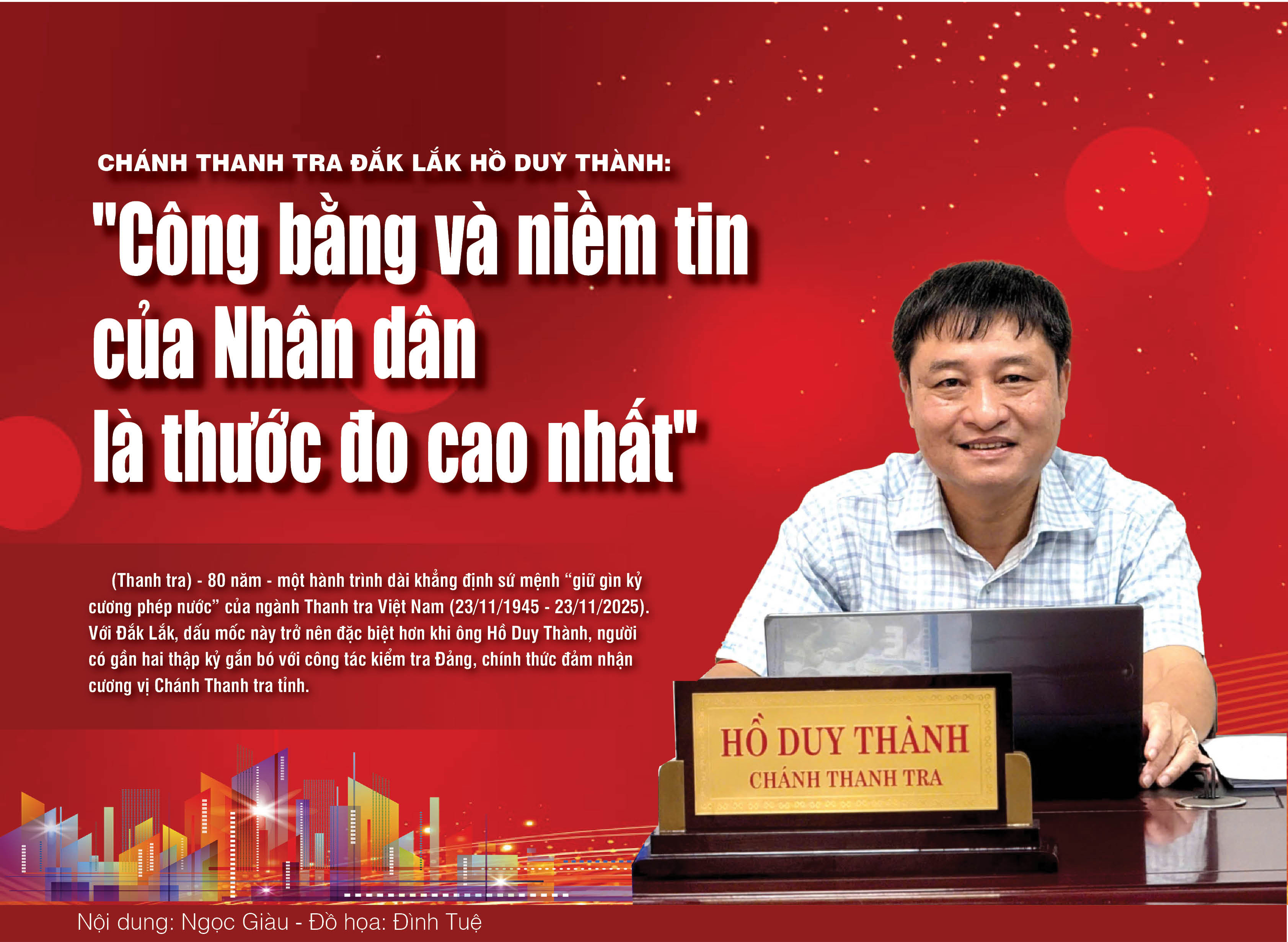 CHÁNH THANH TRA ĐẮK LẮK HỒ DUY THÀNH: "Công bằng và niềm tin của Nhân dân là thước đo cao nhất